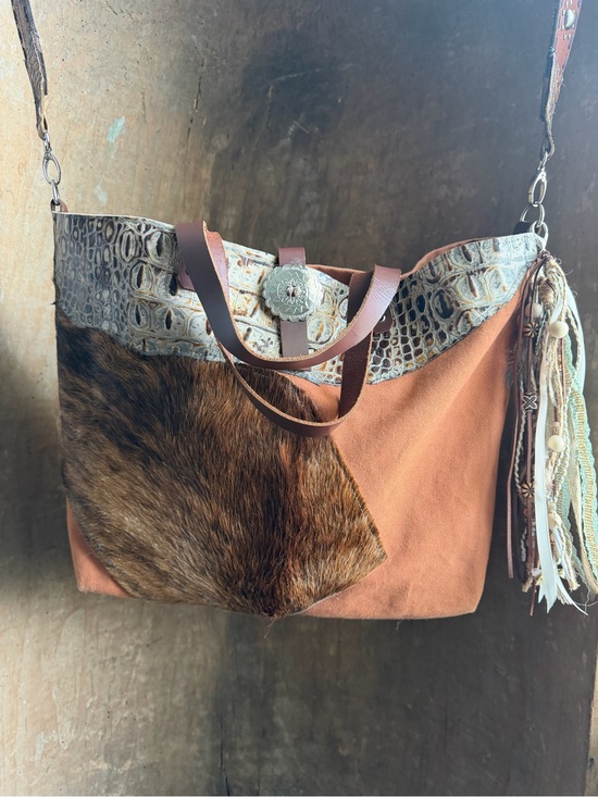 Savvy Southern Sass Handbags - Boho Patchwork Shoulder Bag - Rust Brown